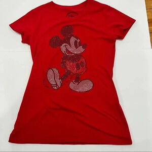 Mickey Mouse Disney womens jeweled size Large fitted tee t-shirt